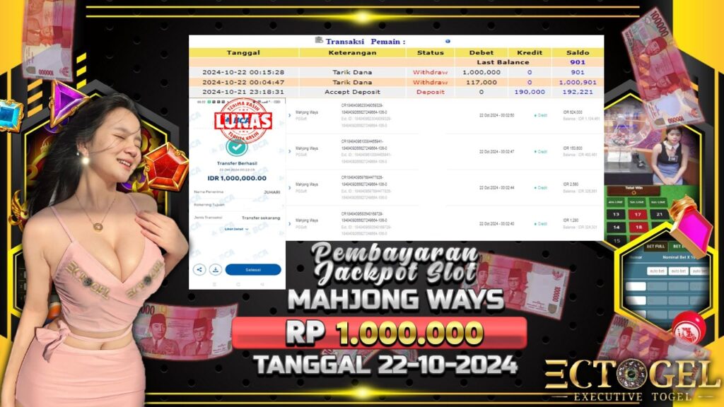 BUKTI JACKPOT SLOT MAHJONG WAYS TERPERCAYA DI INDONESIA TGL 22-10-2024