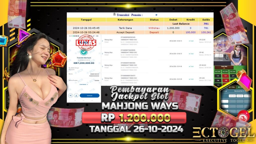 BUKTI JACKPOT SLOT MAHJONG WAYS TERPERCAYA DI INDONESIA TGL 26-10-2024