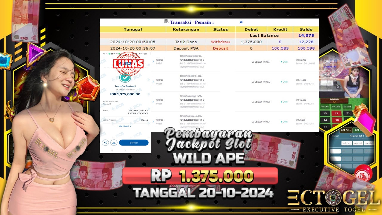 BUKTI JACKPOT SLOT WILD APE TERPERCAYA DI INDONESIA TGL 20-10-2024