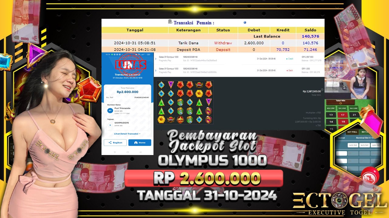 BUKTI JACKPOT SLOT GATES OF OLYMPUS 1000 TERPERCAYA DI INDONESIA TGL 31-10-2024