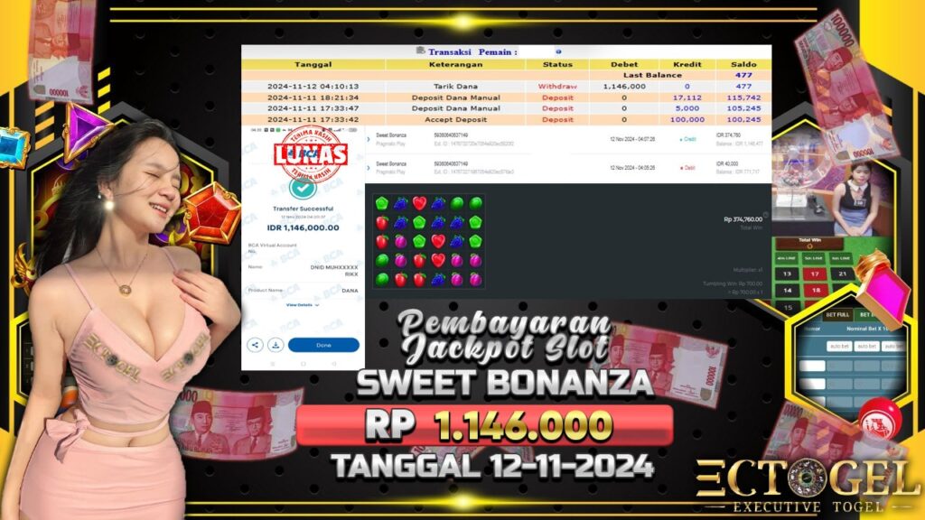 BUKTI JACKPOT SLOT SWEET BONANZA TERPERCAYA DI INDONESIA TGL 12-11-2024