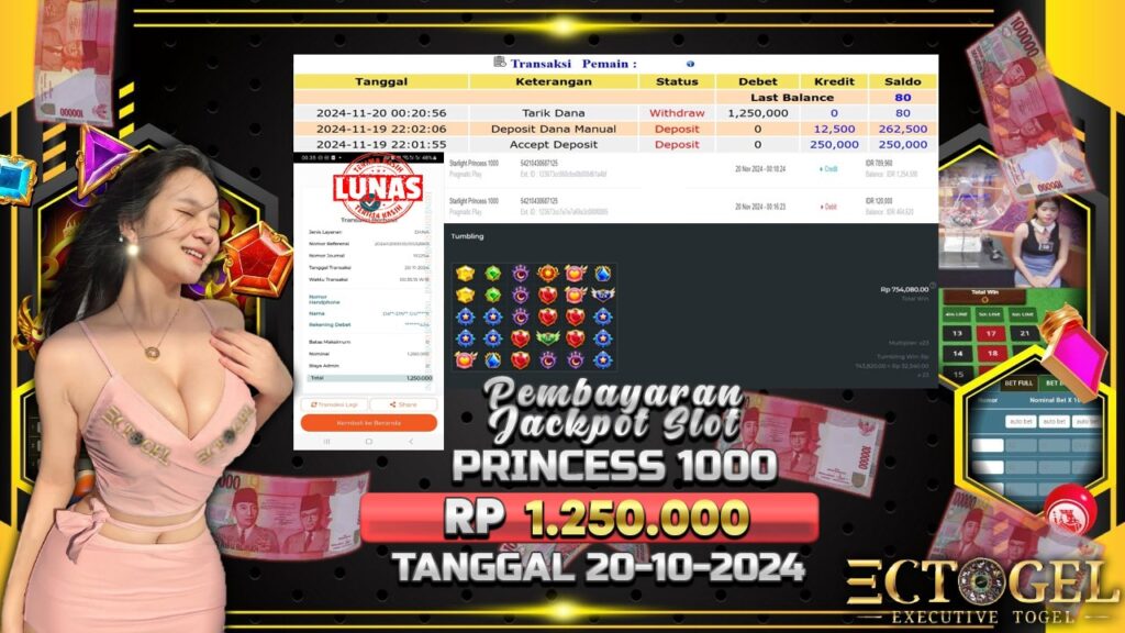 BUKTI JACKPOT SLOT STARLIGHT PRINCESS 1000 TERPERCAYA DI INDONESIA TGL 20-11-2024