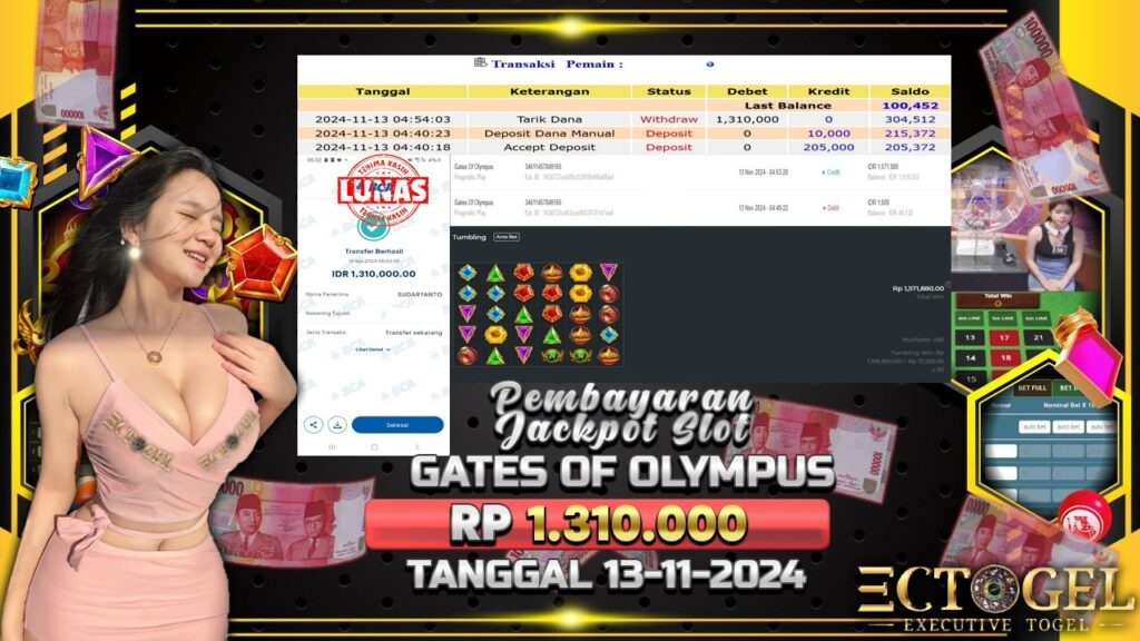 BUKTI JACKPOT SLOT GATES OF OLYMPUS TERPERCAYA DI INDONESIA TGL 13-11-2024