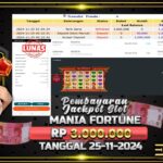 BUKTI JACKPOT SLOT MANIA FORTUNE TERPERCAYA DI INDONESIA TGL 25-11-2024