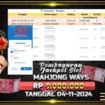 BUKTI JACKPOT SLOT MAHJONG WAYS 2 TERPERCAYA DI INDONESIA TGL 04-11-2024